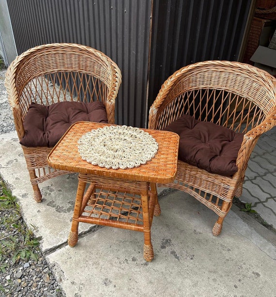 Korbmöbel, Korbstuhl, Korbtisch, Gartenmöbel, Couchtisch, Terrasse, Boho-Möbel, Rattanmöbel, Terrassenmöbel