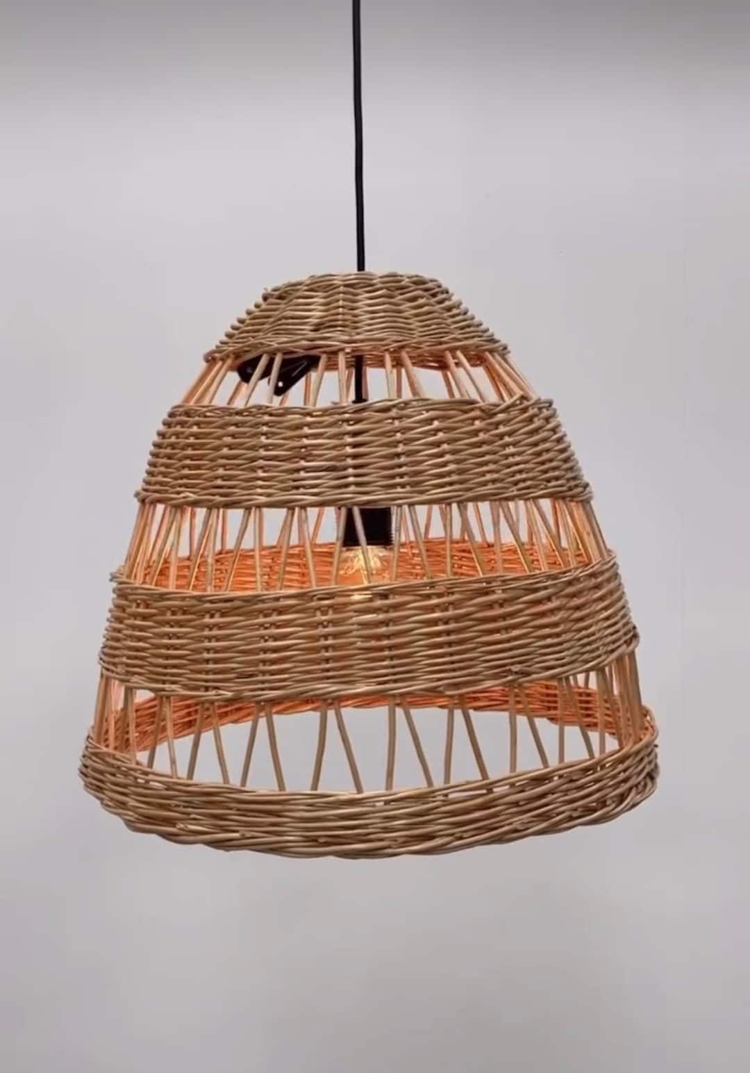 Wicker Rattan Hanging Lampshade Boho Lamp Wicker Pendant Light