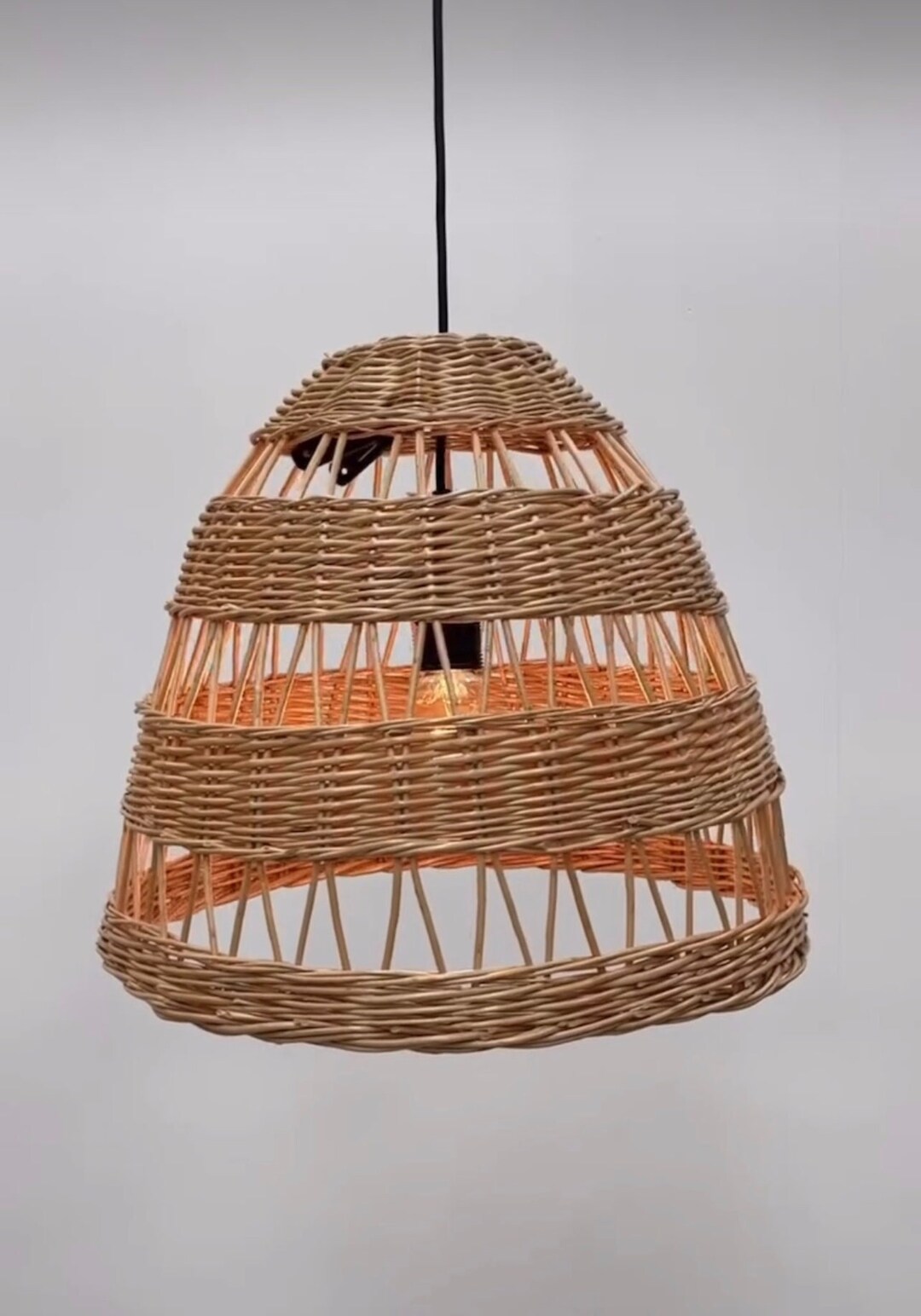 Rattan Lampshade Hanging Pendant Light CoversWicker,Boho Woven Replacement Lamp Shades,Woven-wicker Boho Ceiling Light Cover For Living Room Bedroom...