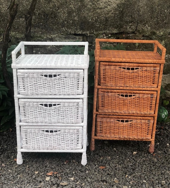 small boho dresser wicker dresser, chest of 3 drawers, wicker rattan chest dresser, chest of drawers, small dresser, handmade boho furniture Sleeveless Bow Detail Mini top 100 bestsellers on sale The three spacious drawers Color:Rosy Pink