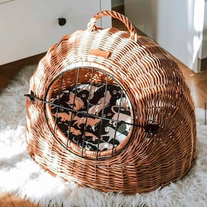 Rieten mand, reismand, hondenmand, kattenhuis binnen, kattenhuis buiten, kattenhuis, opbergmand huisdier