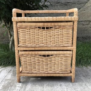 small wicker dresser rattan bedside table boho furniture rattan nightstand rustic chest of drawers eco-friendly vintage style