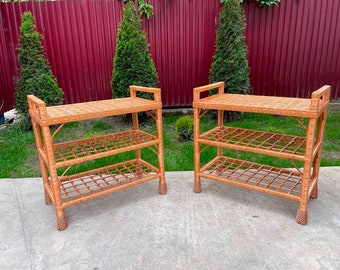 wicker storage wicker shelf shoe rack wooden shoe etagere rattan shelf boho furniture ecofriendly shoe rack bench boho furniture
