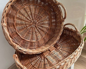 Breakfast tray, Wicker serving tray, basket tray, food tray with handles, serving tray, ecofriendly, oval tray, rattan round serving tray