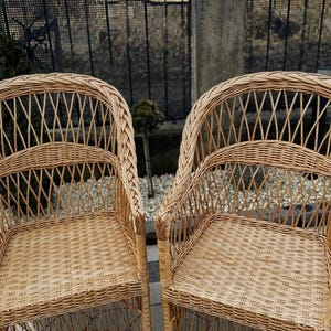 natural patio chair, rustic wicker chair, outdoor patio furniture, rattan accent chair, vintage style patio chairs, ecofriendly garden chair image 2