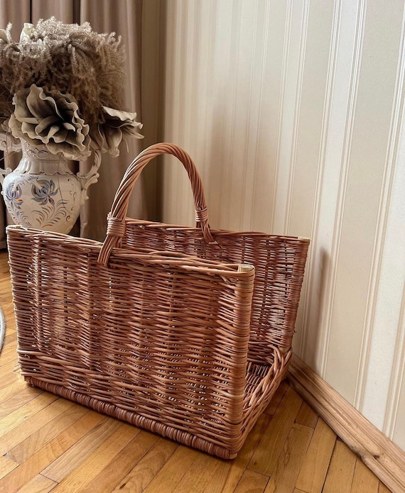 Wicker Basket Wicker Firewood Basket Firewood Holder Firewood Storage Fireplace Decor Log Carrier Firewood Holder Indoor Ecofriendly Etsy Ireland