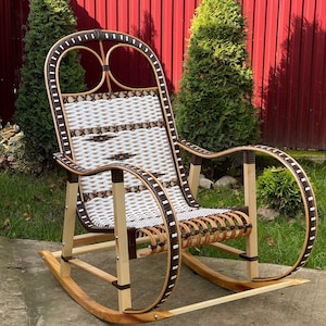 Rattan rocking chair outdoor patio handmade lounge chair fireplace decor gift for dad patio furniture  wicker chair garden swing chair