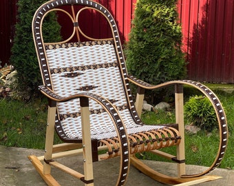 ラタン ロッキングチェア パティオチェア 籐製 屋外ラウンジチェア