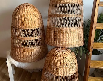 geflochtenen Lampenschirm Rattan Pendelleuchte Boho Hängelampe handgemachte Korbgeflecht Rattan Kegel Lampenschirm gewebte Bambus Lampe Boho Korb Kronleuchter