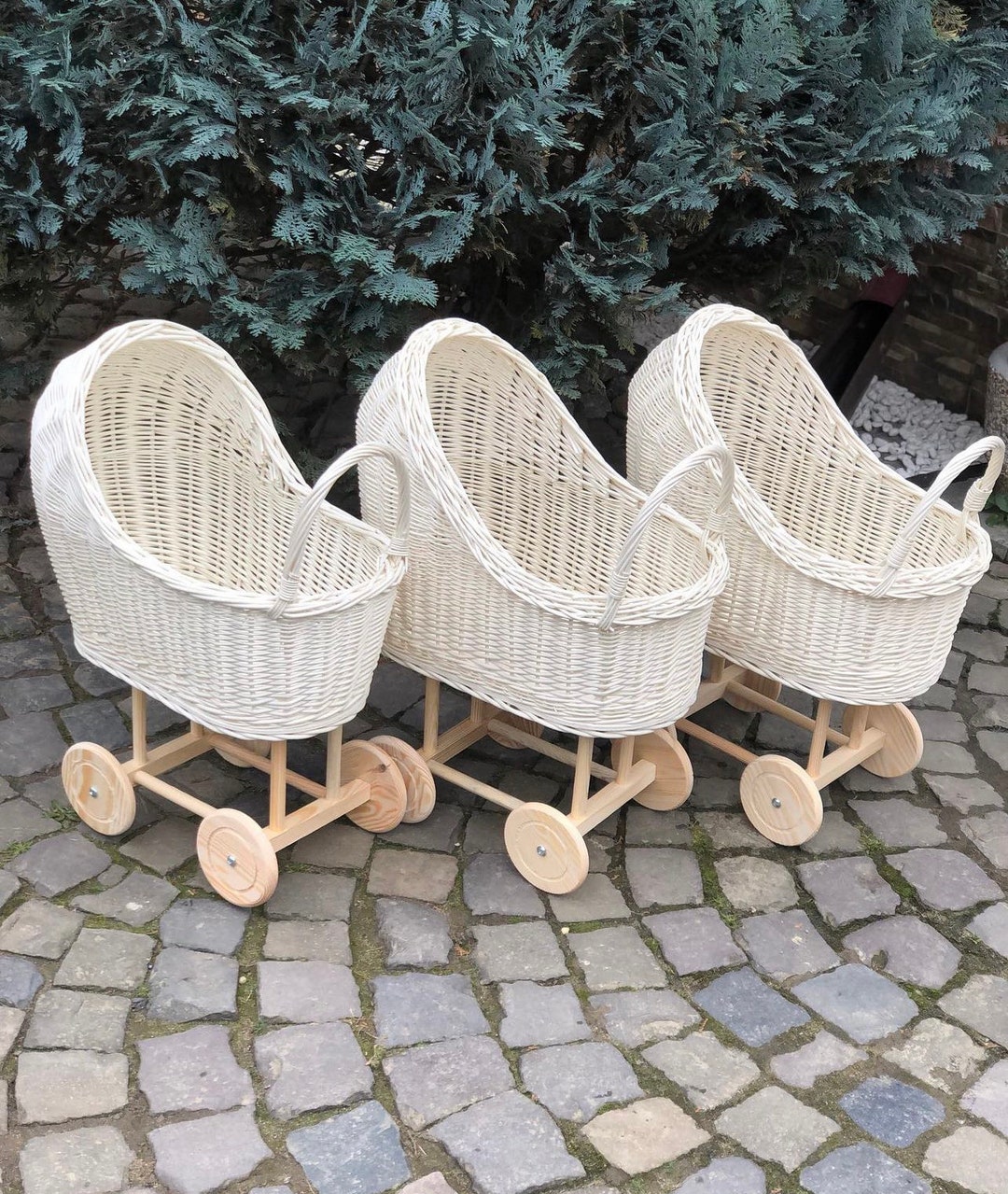 Wicker Doll Pram, Baby Stroller, Gift for Kids, Doll Stroller, Wicker