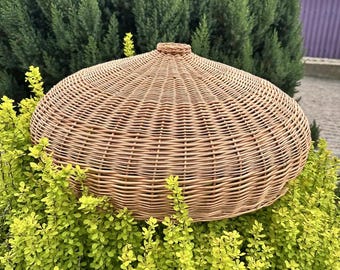 handmade pendant light shade, rustic rattan pendant light, wicker lampshade, woven pendant light, boho lamp shading, hanging pendant light