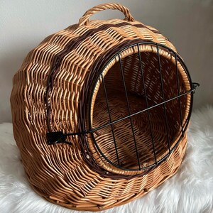 Image showcasing Wicker Pet Carrier Storage Basket, Cat and Dog House Indoor, Handmade ...