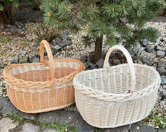 natural gathering basket picnic basket flower girl basket natural wicker basket ecofriendly fruit basket wine picnic basket rustic wedding