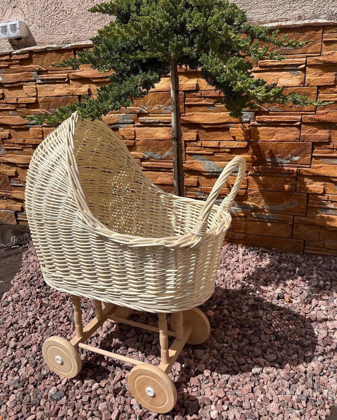 Wicker Doll Pram, Doll Pram, Wicker Doll Stroller, Gift for Kids