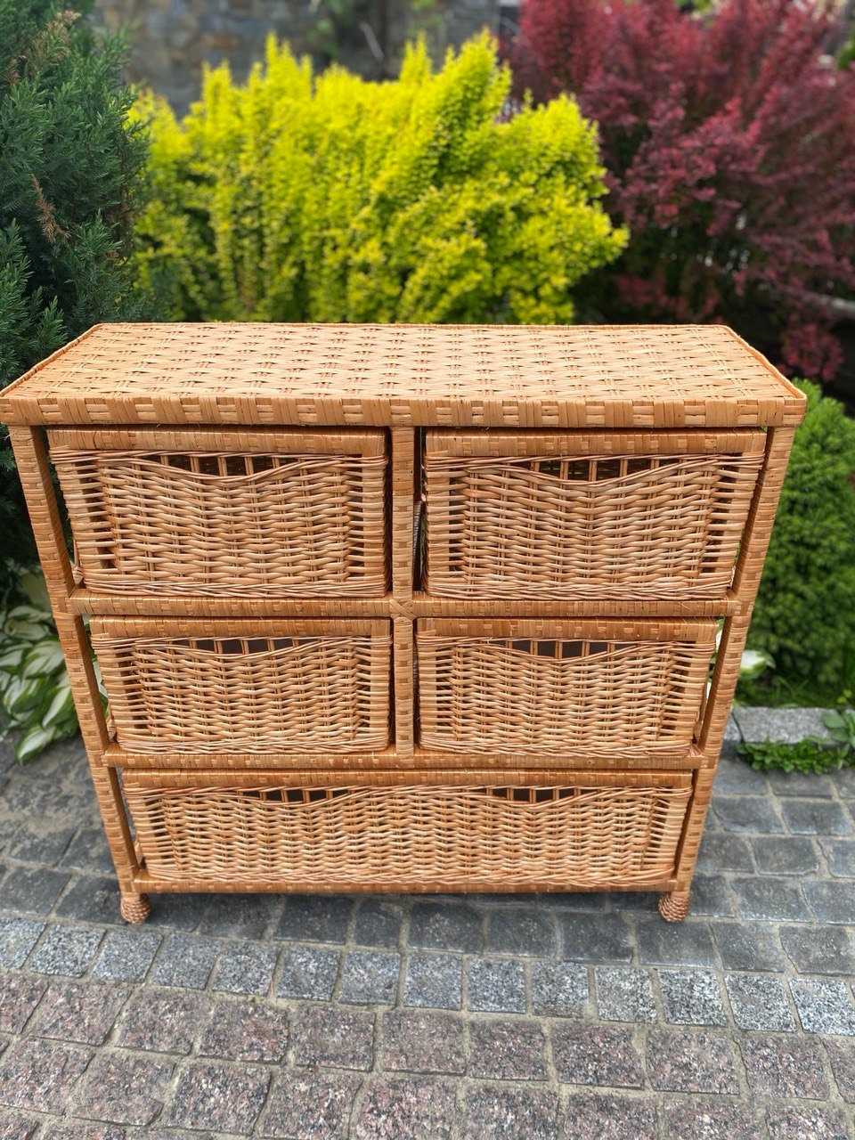 Chest of 5 Drawers, Boho Dresser, Wicker Dresser, Wicker Chest, Rattan ...