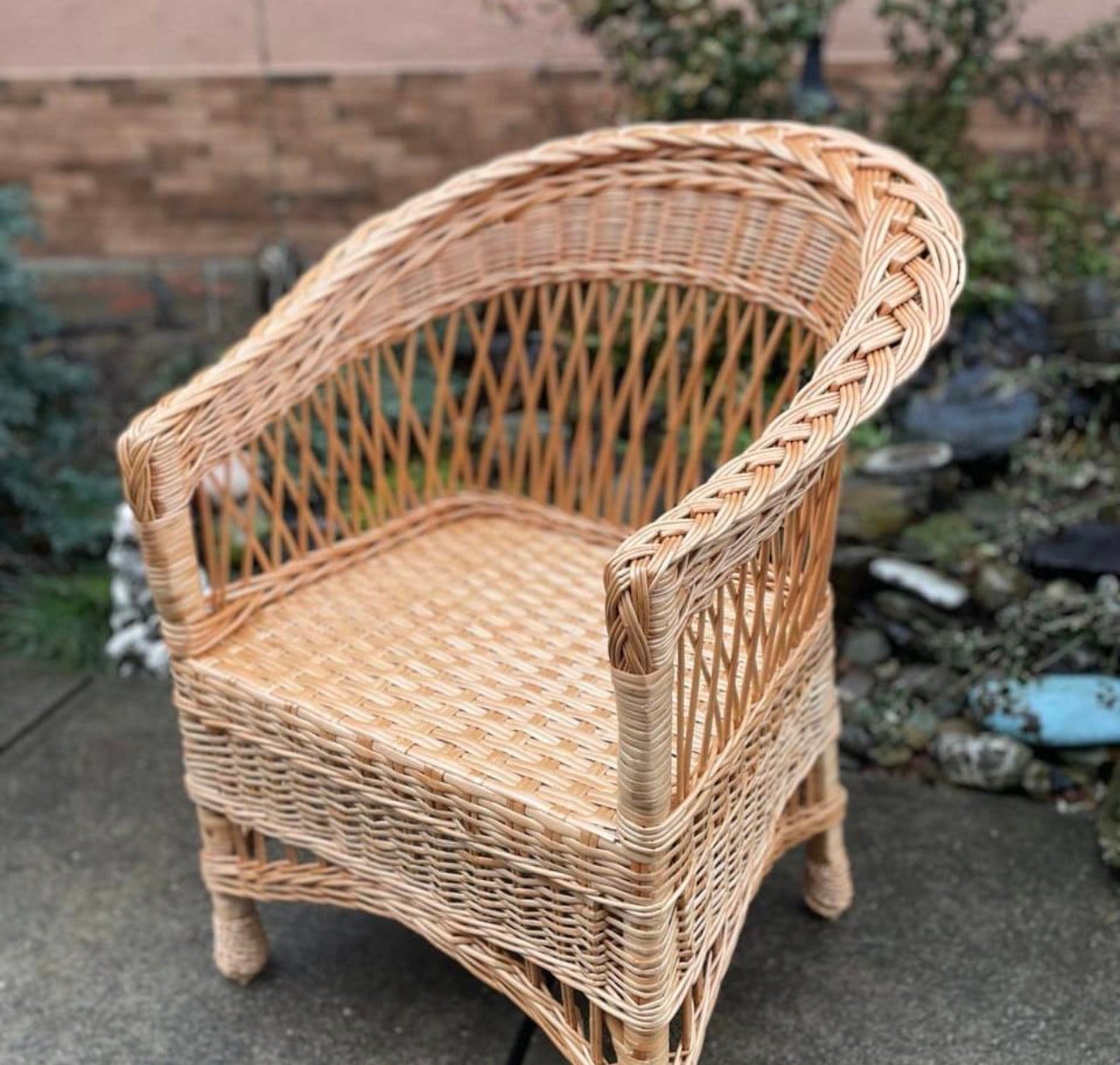 Natural Wicker Chair, Rattan Chair, Outdoor Patio Furniture, Boho Furniture, Rustic Vintage