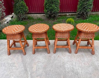rustic stool, small wooden stool, wooden stool, woven stool,  boho furniture, wicker decor, wicker stool, outdoor patio chairs, wicker decor