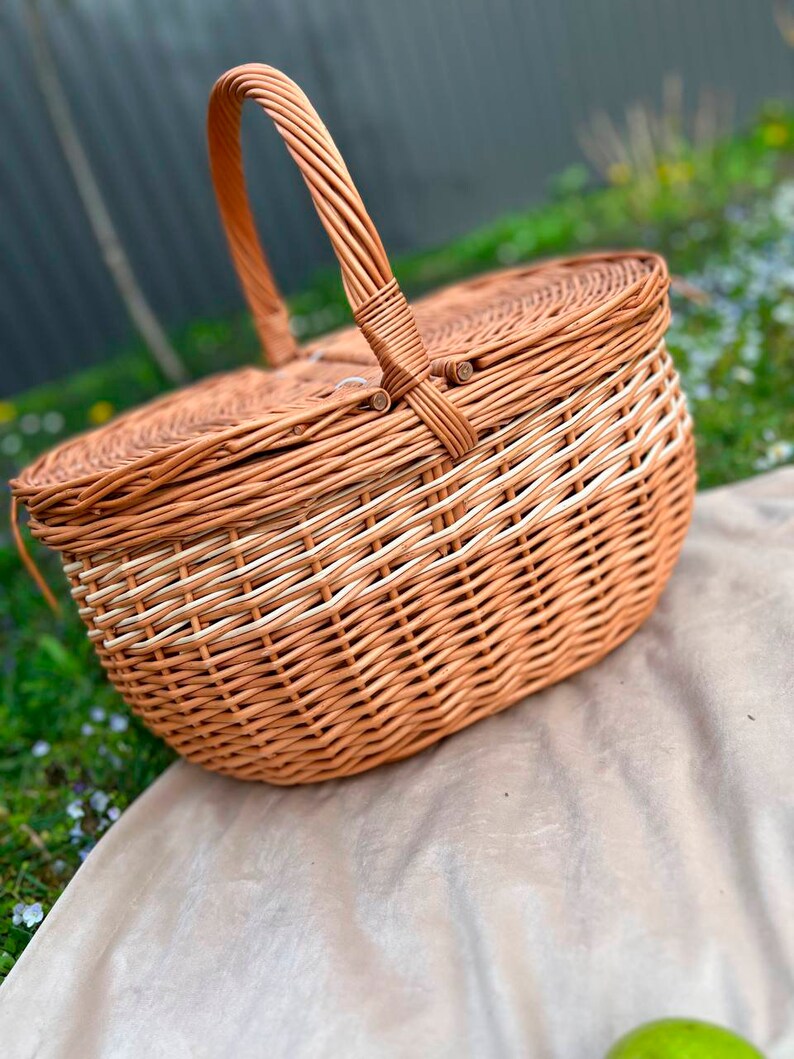 Wicker Easter Basket, Picnic Basket, Woven Basket With Handle, Shopping