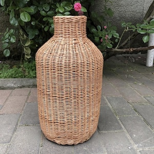 handmade wicker flower vase eco-friendly bamboo vase boho home decor natural dried flowers vase rustic, CUSTOM rattan vase