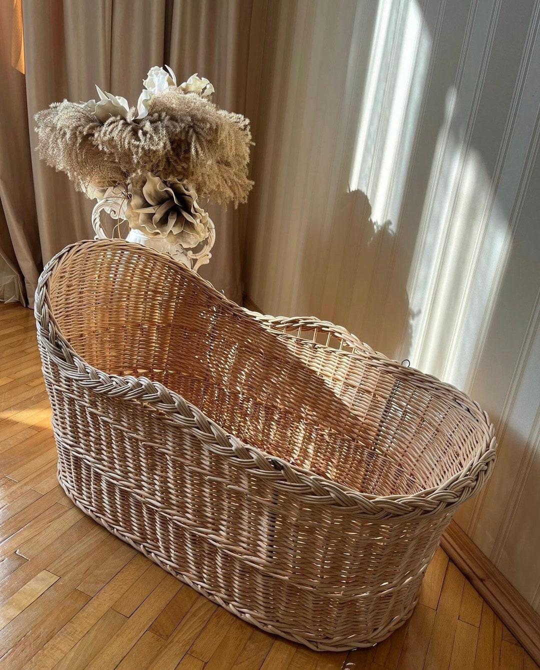 Baby Cradle Wicker Cradle Toddler Bed Willow Cradle Woven Etsy UK