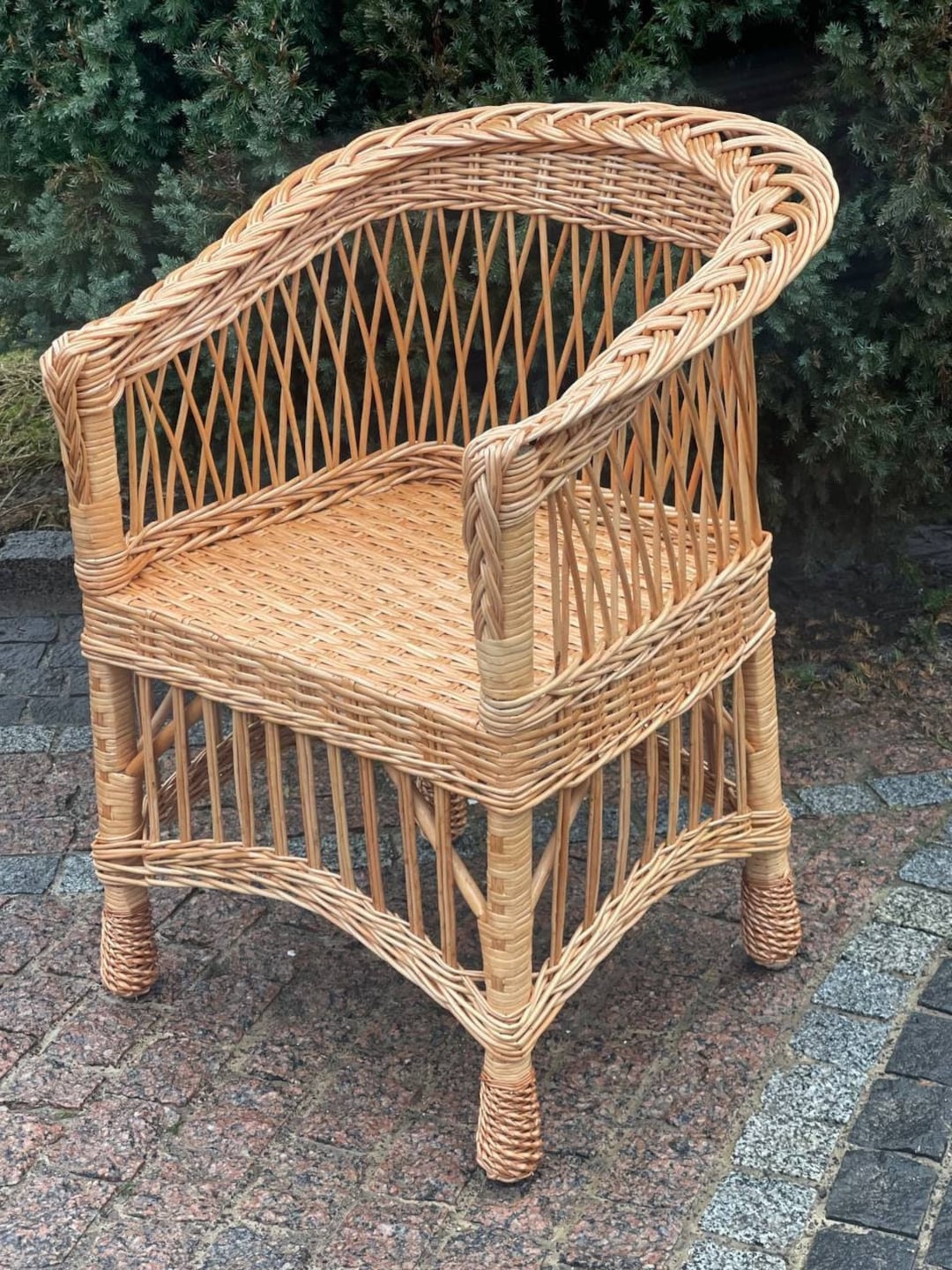 Natural Wicker Chair, Rattan Chair, Outdoor Patio Furniture, Boho