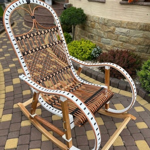 Rattan rocking chair, swing chair, lounge chair, outdoor patio chairs, fireplace chair, garden chair, gift for dad, wicker chair, handmade