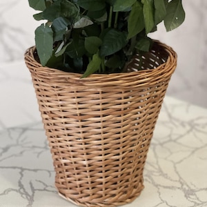 handmade natural wicker flower pot rustic planter eco-friendly mother gift flower basket rattan planter boho housewarming gift wicker vase