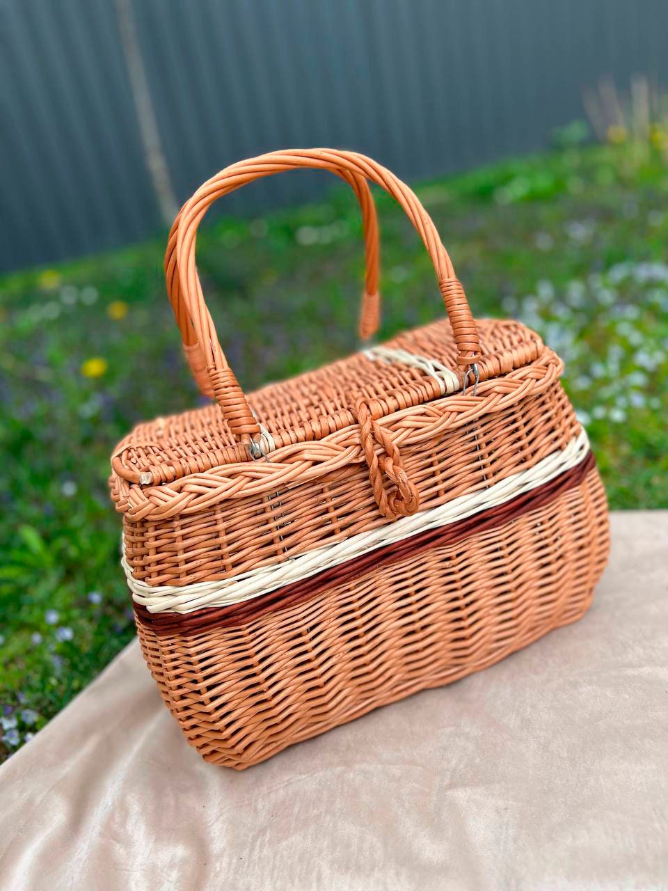 E-wicker24 Wicker Shopping Basket Wicker Basket With Handle Storage