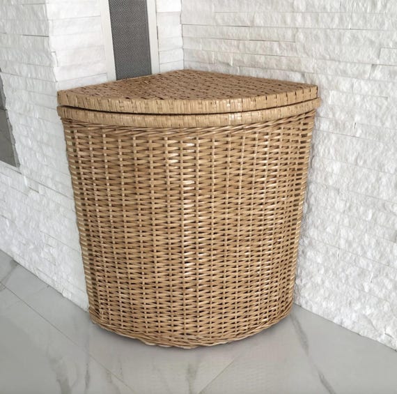 Weide Ecke Wäschekorb Korb mit Deckel umweltfreundlicher Rattan Korb rustikal Spielzeug Aufbewahrung Badezimmer Kleiderkorb handgemachte Box
