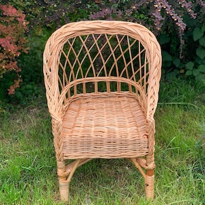 Сhilds wicker chair, wicker chair, boho furniture, patio furniture, outdoor furniture, rattan chair, vintage armchair, gift for kids