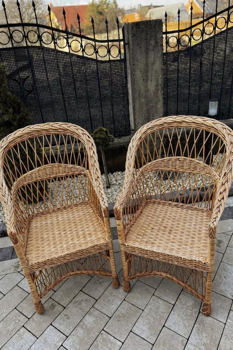 natural patio chair, rustic wicker chair, outdoor patio furniture, rattan accent chair, vintage style patio chairs, ecofriendly garden chair image 4