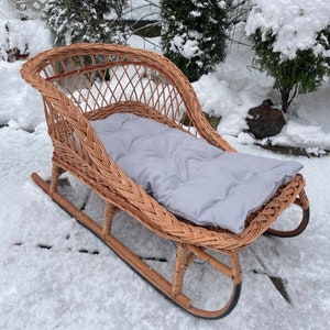 Children&#39;s sledges, Wicker sled, Santa wooden sleigh, Christmas sleigh, Sleigh, Santa clause sleigh, Gift for kids, Vintage sleigh