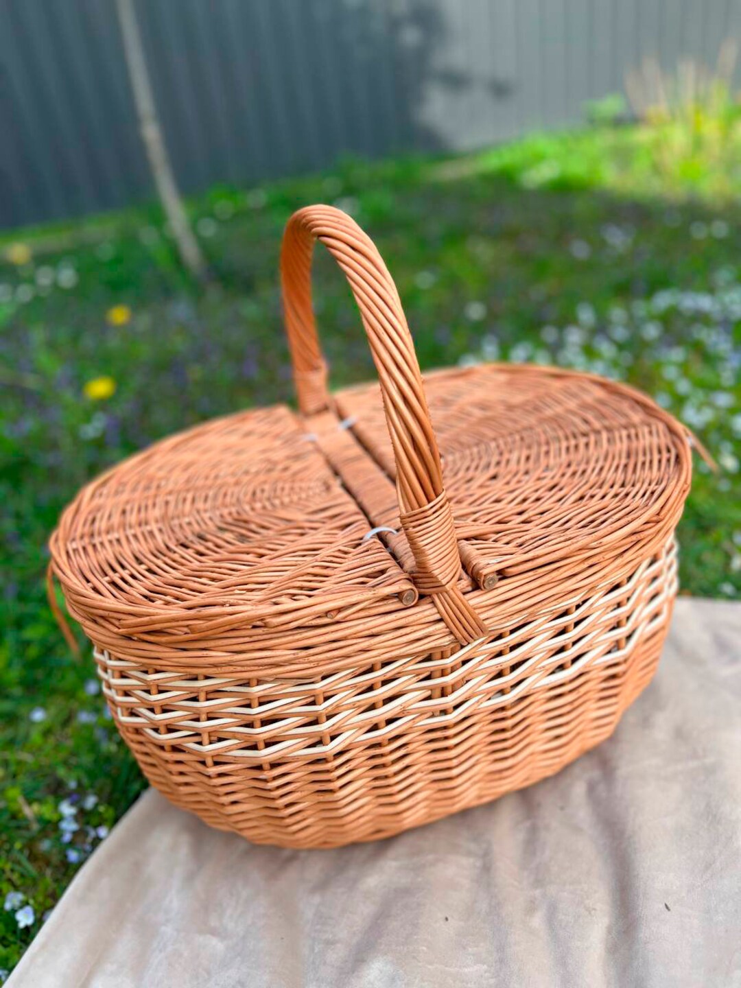 Wicker Easter Basket, Picnic Basket, Woven Basket With Handle, Shopping