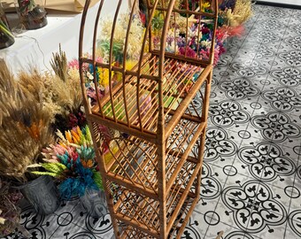 籐アーチ棚ユニット、4段ラタン棚、本棚、エコフレンドリーな靴ラック