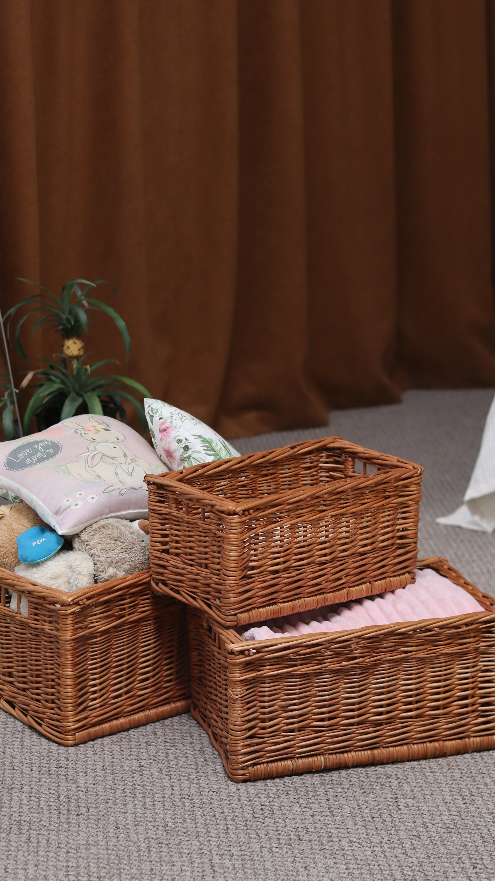 Wicker Organizer Wicker Toy Box Book Box Storage Etsy