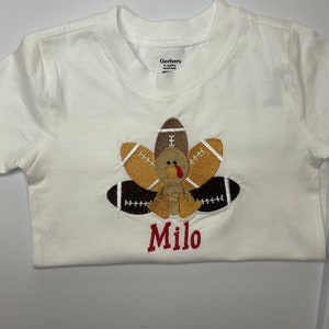 Kid&#39;s Custom Thanksgiving Football Turkey, Embroidery Thanksgiving Shirt, Kids shirt, Football shirt, Thanksgiving shirt, Kids Clothes,