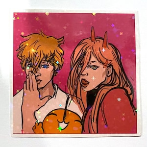 Adesivo anime olografico carino di Denji Power