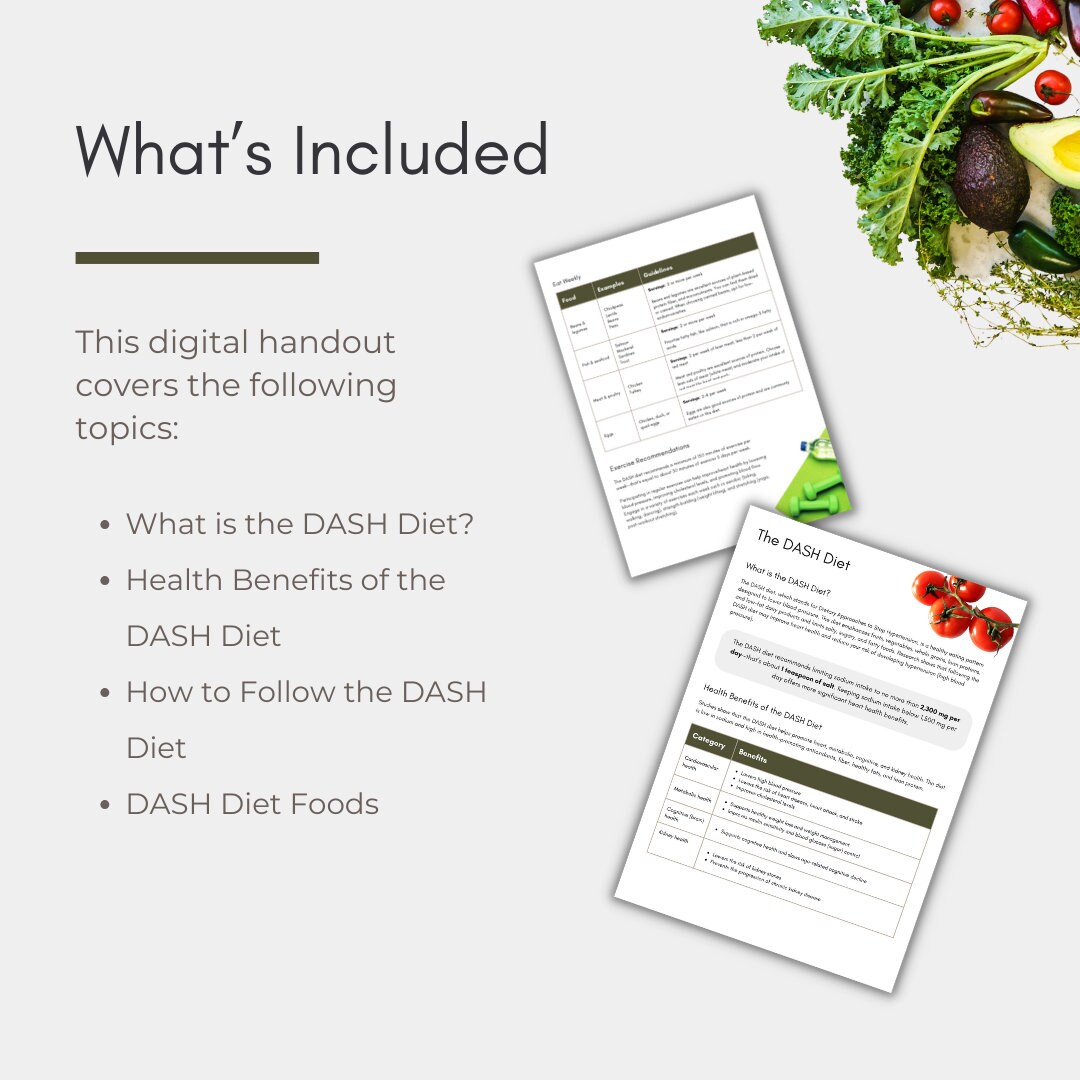 Digital download dash diet handout for healthcare practitioners etsy