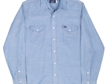 Vintage Button up / Chambray Work Shirt / 1970s Sears Chambray