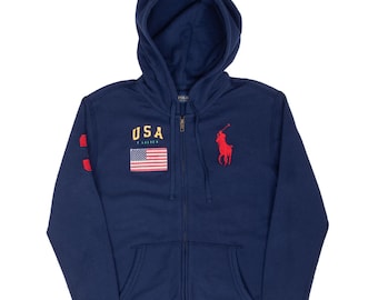 Vintage Y2K Polo Ralph Lauren White Zip up Hoodie Sweatshirt Size