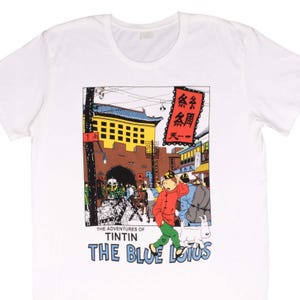 Vintage the adventures of tintin the blue lotus tee shirt size xl