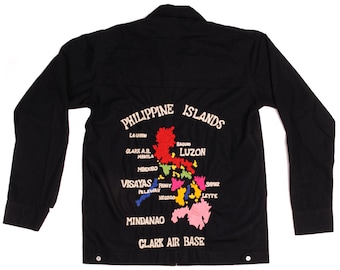 Giacca vintage ricordo della base aerea Clark dell'aeronautica militare statunitense, taglia piccola, anni '70-'80