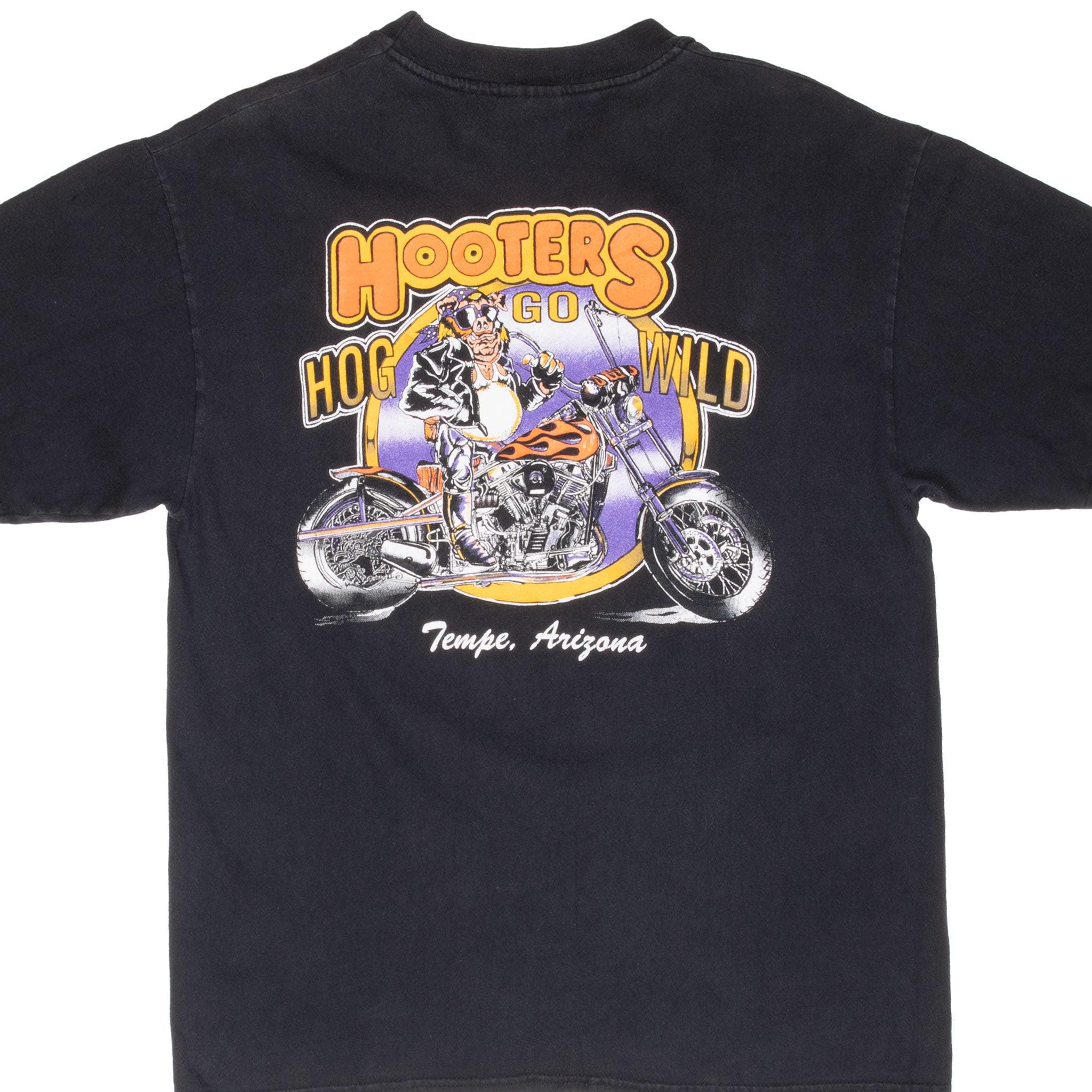 Vintage Hooters Hog Go Wild Biker Tempe Arizona 1990s Tee Shirt