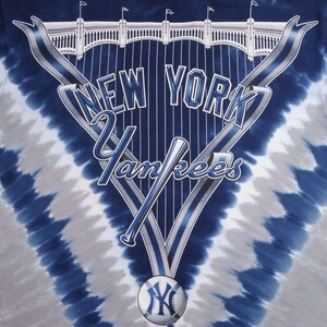 Vintage mlb tie dye new york ny yankees liquid blue tee shirt 1990s size medium image 9