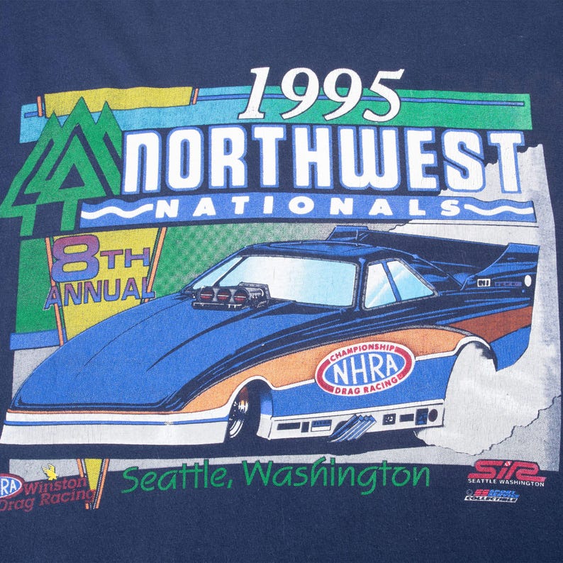 Vintage nhra gator & northwest nationals 1995 tee shirt xl made in usa image 6