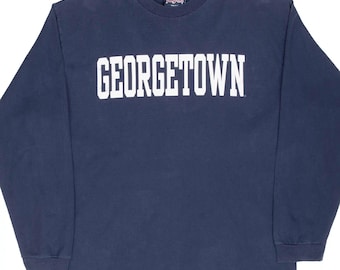 Maglietta vintage a maniche lunghe della Georgetown University Hoyas, anni '90, taglia L, prodotta negli Stati Uniti.