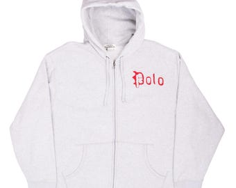 ヴィンテージ ラルフローレン ポロジーンズ グレー フルジップ フーディ スウェットシャツ 1990年代 2XL