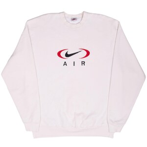 Vintage nike air big center swoosh cream sweatshirt 1990s xl made in usa image 2