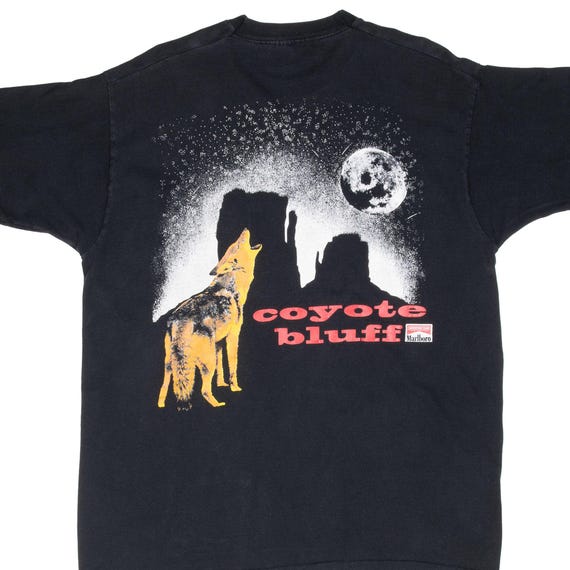 【90s】MARLBORO COYOTE TEE BLUE XL Buy Vintage Marlboro Adventure Team Coyote Bluff Tee Shirt 1990s