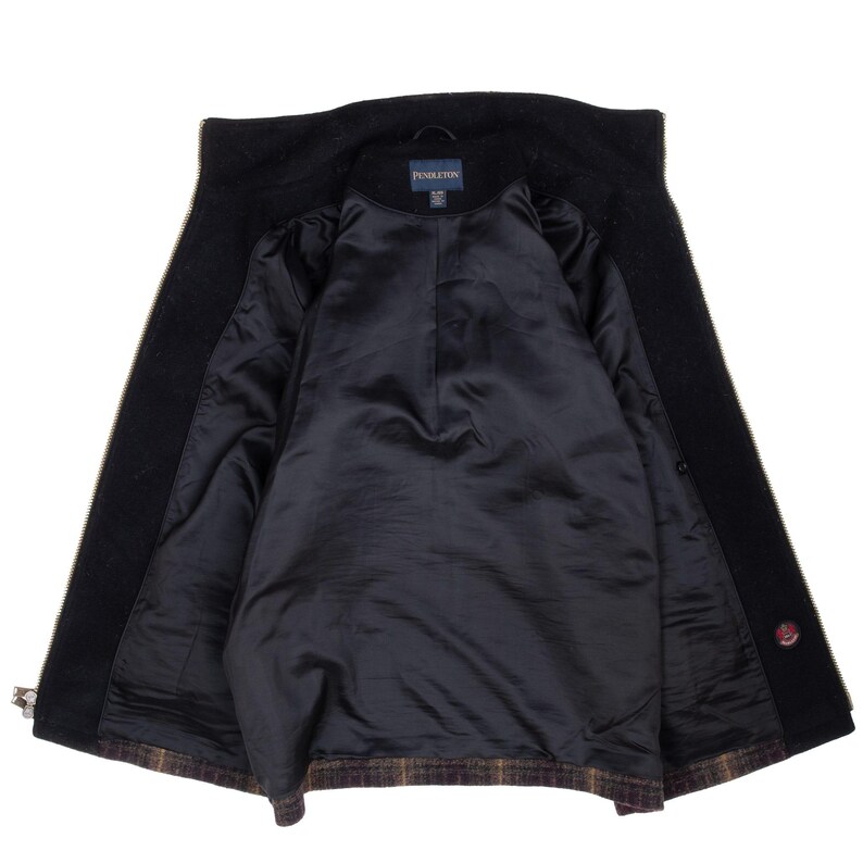 Cappotto/giacca vintage Pendleton in lana a quadri marroni, anni 2000, taglia XL immagine 6